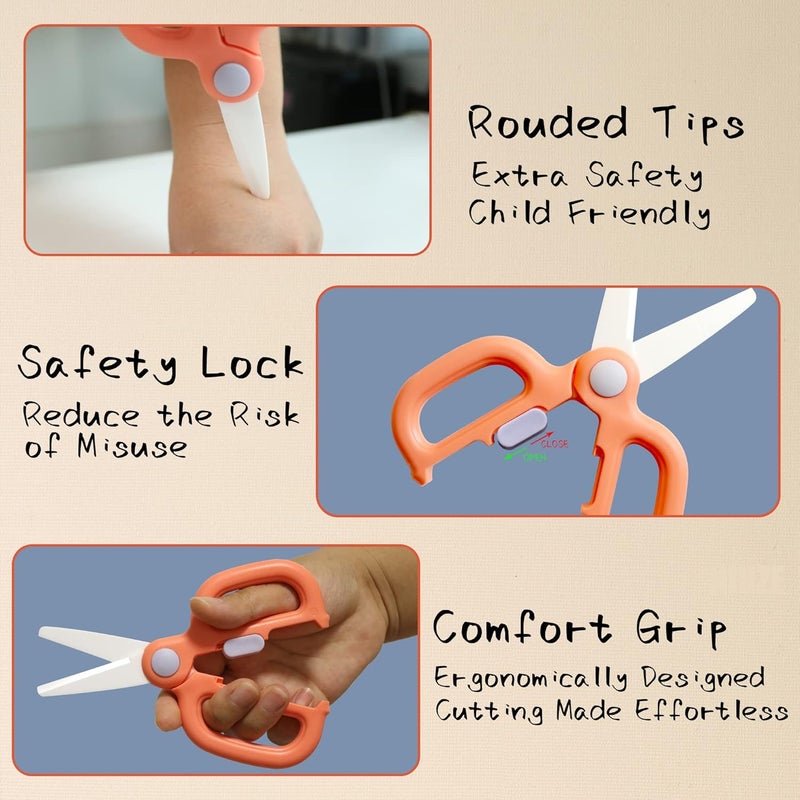 Artenny Baby Food Scissors with Travel Case, Ceramic Food Scissors Kids, Toddler Scissor with Safety Lock, Ideal for Pizza, Meats, Noodles, Vegetables, and Fruits (B) - Image 3